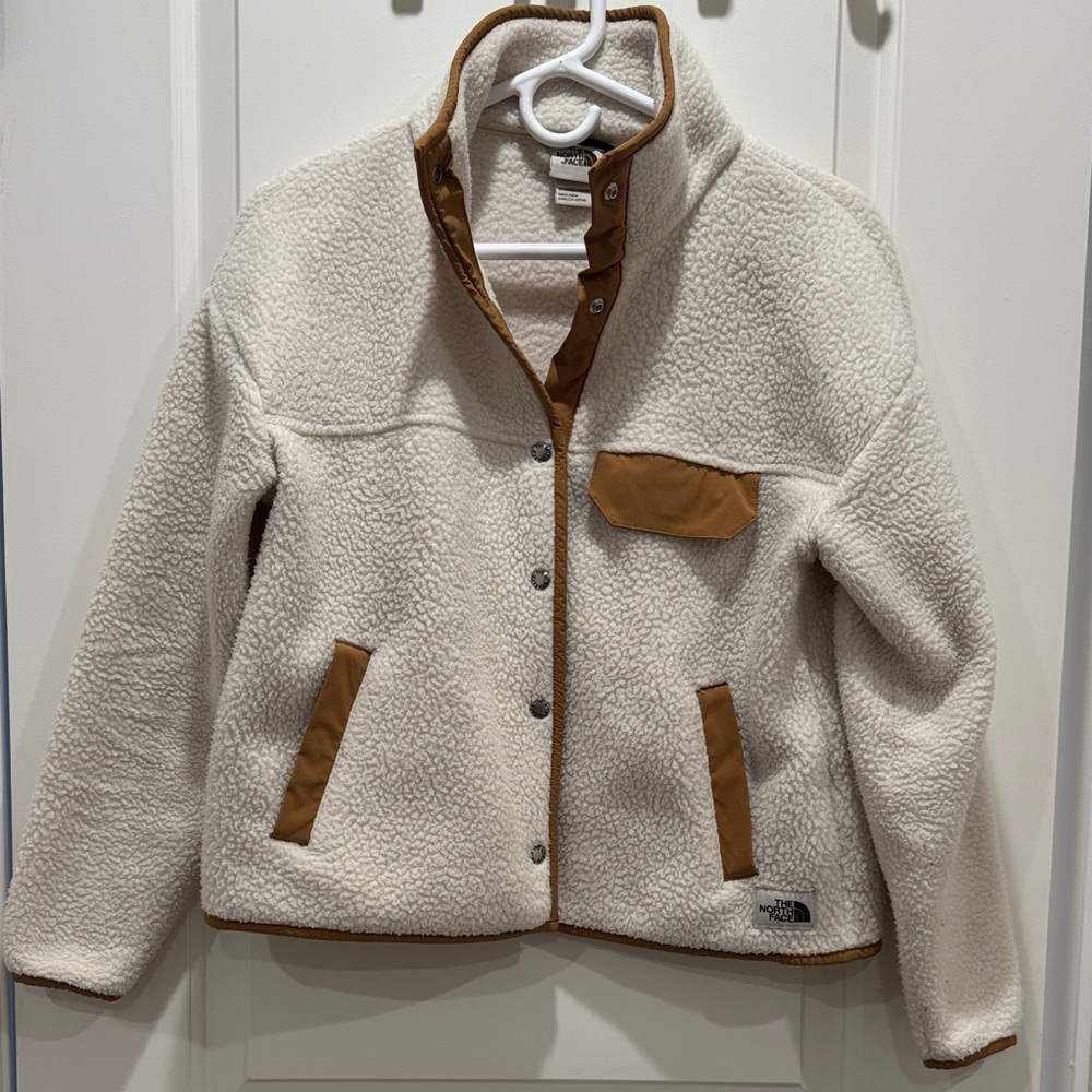 The North Face Cream and Tan Fleece Jacket